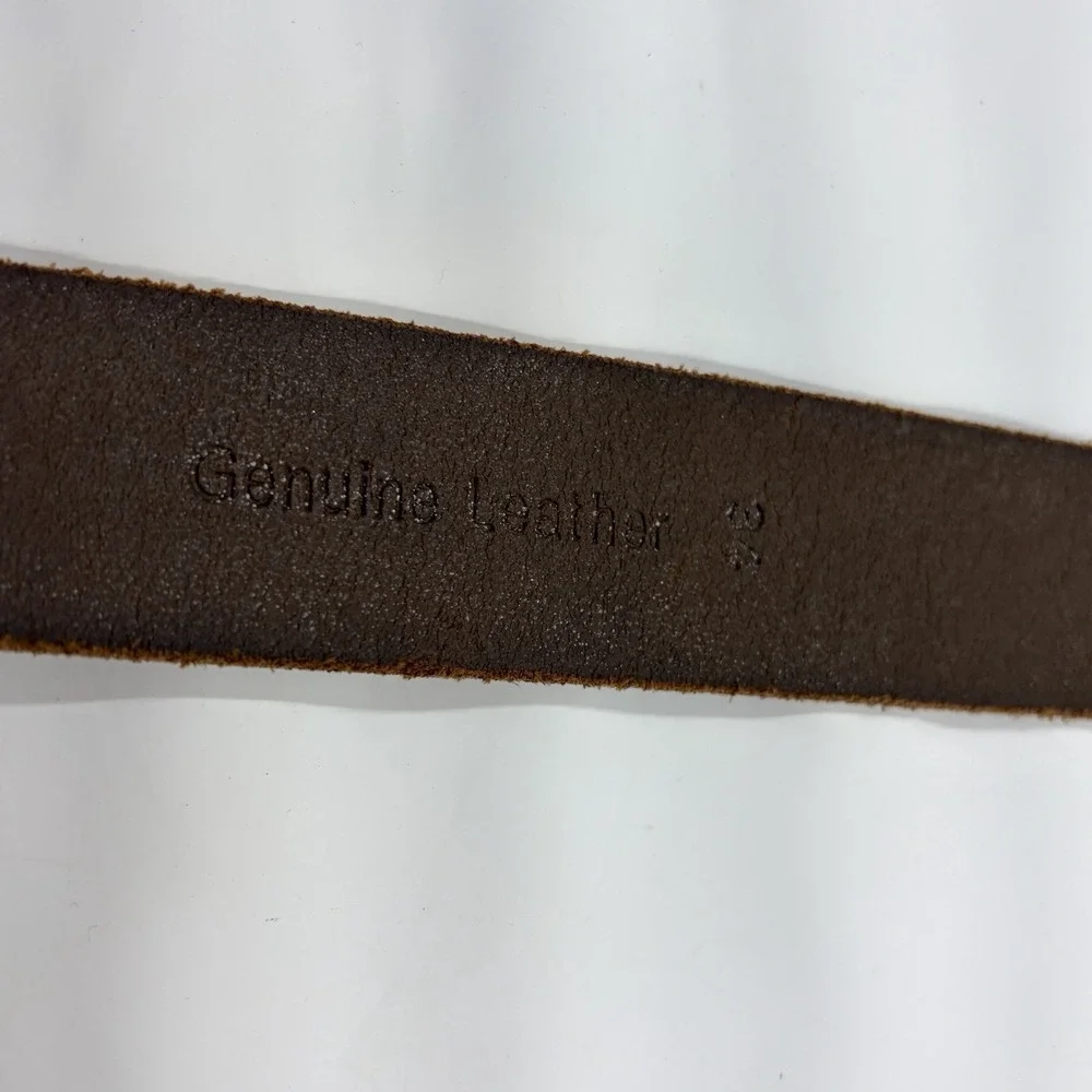Timberland Brown Genuine Leather Belt Men's Size 34 Brown Top Stitching